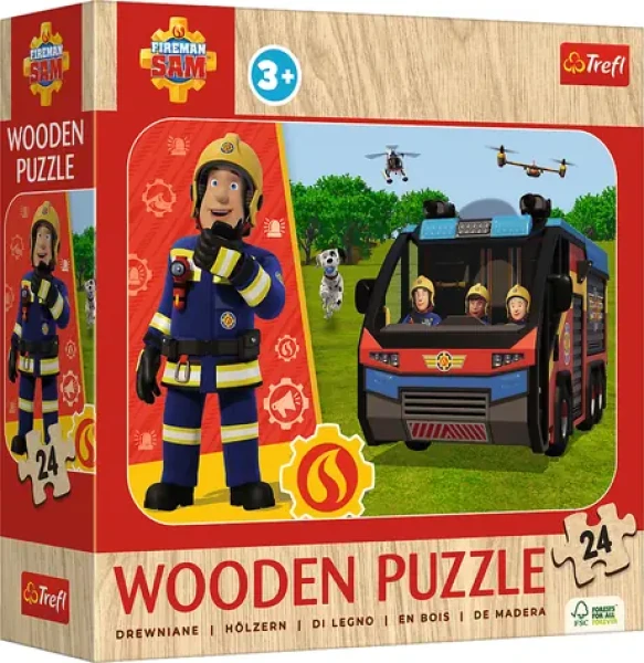 Trefl - Puzzle - Drevené puzzle Požiarnik Sam