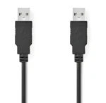 Nedis USB 2.0 čierna / Kábel / USB-A - USB-A / 18 W / 480 Mbps / 2 m (CCGL60000BK20)