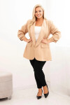 Dámska elegantná plus size bunda camel UNI