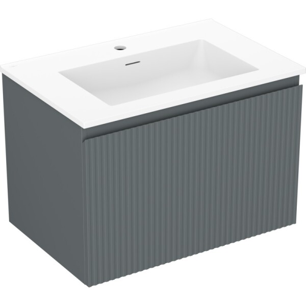 MEXEN/S - Rivel kúpeľňová skrinka 70 cm s umývadlom Otis, 1 šuplík, reliéf, grafit mat/biela mat 91A20-07047-1-BF66-W18M01