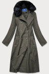 Dlouhý kabát khaki barvě límcem model 15837924 Ann Gissy Barva: odcienie zieleni, Velikost: