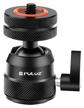 PULUZ PU1057B čierna / Guľová hlava adaptéra pre statív / závit 1/4" / studená pätica / 360° (PU1057B)