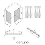 CERANO - Sprchová zástena Walk-in Crystal TL/P - 8 mm - bezvzperový systém + polička/držiak na uteráky - chróm, mliečne sklo - 160x100x200 CER-8050BD6414