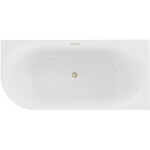 MEXEN/S - Gia voľne stojaca rohová vaňa reliéf pravá 170 x 80, biela lesk, sifón a prepad zlatá kartáčovaná 52701708000P-55