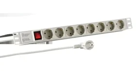 19" EFB Zásuvkový panel 1HE šedá / Predlžovací prívod / 8x CEE 7/3 / Vypínač / Hliník / 16 A (EK631DE.2GR)