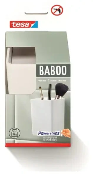 Tesa Baboo Box biela / Úložný organizér / bez vŕtania / 8,6 x 11 x 8 cm / plast (40520-00000-00)
