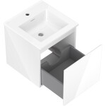 MEXEN/S - Orio kúpeľňová skrinka 45 cm s umývadlom Otis, 1 šuplík, biela lesk 91A10-04547-1-BF00-W18M00