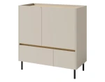 Komoda so zásuvkami Lucky, 95 cm, pieskovo béžová/olejovaný dub%