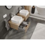 MEXEN/S - Rivel kúpeľňová skrinka pod umývadlo 50 cm s doskou, 1 šuplík, reliéf, dub 91A20-05023-1-BFC81
