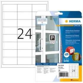 Herma vodeodolné etikety A4 66x33,8 mm biela / Papier / impregnované / laser / 480 ks (10794)