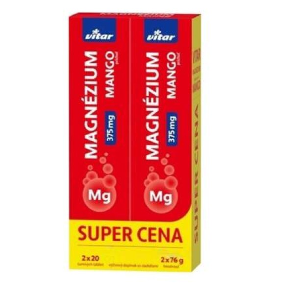 VITAR Magnézium 375 mg duopack mango 2 x 20 šumivých tabliet
