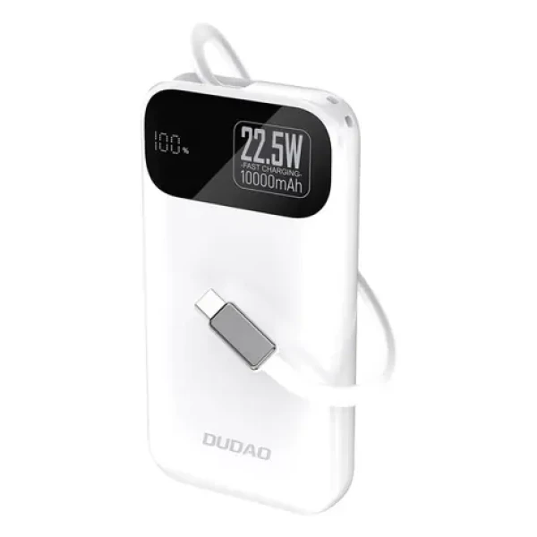 Dudao K31 10000mAh biela / Powerbanka / so vstavaným káblom / 22.5W (195941)