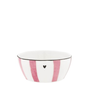 Bastion Collections Keramická miska White / Pink Print Prúžky