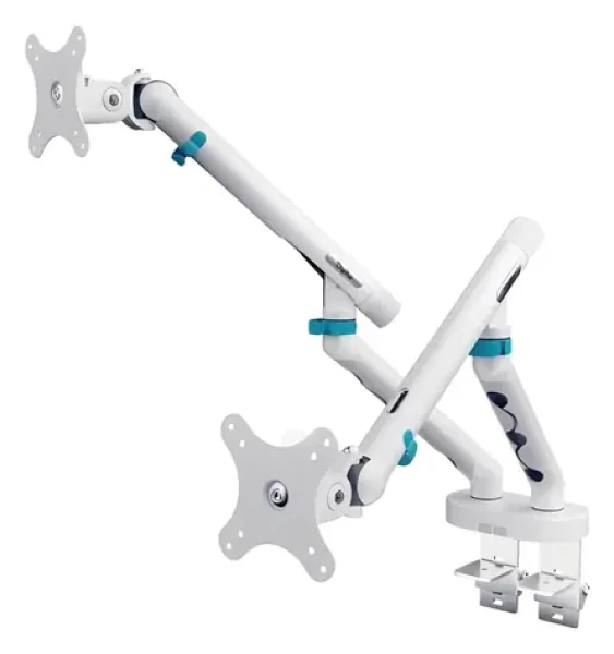 Digitus biely / Držiak pre dva monitory / mechanická pružina / VESA 75x75, 100x100 / do 35" / nosnosť 10 kg (DA-90472)
