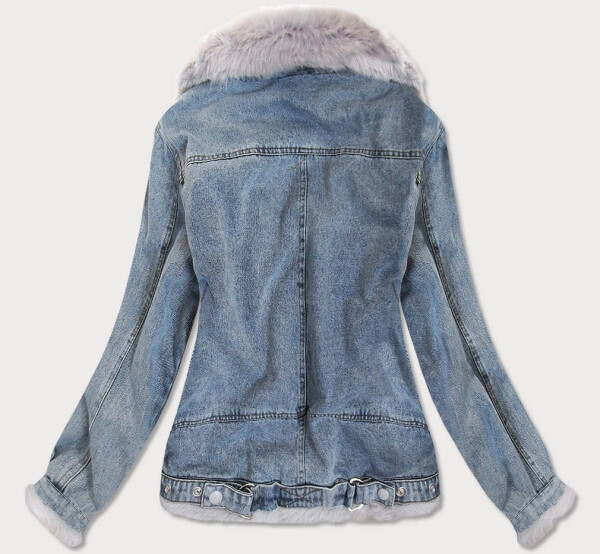 Svetlomodrá džínsová bunda s kožušinou (10538) odstíny modré L (40)