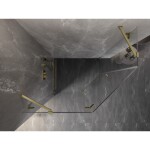 MEXEN/S - Lunar sprchovací kút päťboký krídlový ľavá 80 x 90, transparent, zlato kartáčovaná 831-080L-090P-55-00-L
