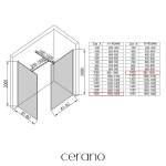 CERANO - Sprchová zástena Walk-in Onyx TL/P - 10 mm - hranatá vzpera - čierna matná, transparentné sklo - 160x100x200 CER-8050BD8808