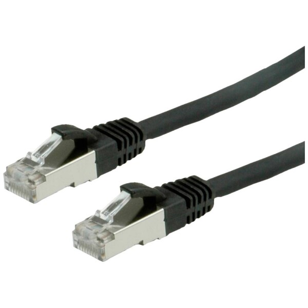 Value 21.99.1275 RJ45 sieťové káble, prepojovacie káble CAT 6 S/FTP 7.00 m čierna dvojžilový tienený, bez halogénov, samozhášavý 1 ks; 21.99.1275