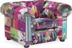 Beliani Fotel patchwork Fialový CHESTERFIELD