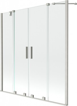 MEXEN/S - Velar Duo dvojkrídlová posuvná vaňová zástena 150 x 150, transparent, nikel kartáčovaný 896-150-000-02-97