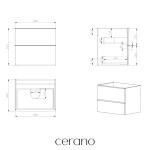 CERANO - Kúpeľňová skrinka pod umývadlo s úchytkou Velora - čierna matná, chrómová úchytka - 59x53x46,5 CER-665047