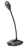 Nedis stolný herný mikrofón čierno-modrý / Mikrofón / USB / 3,5 mm jack / Ohybné rameno / Tlačidlo stlmenie (GMICGU100BK)