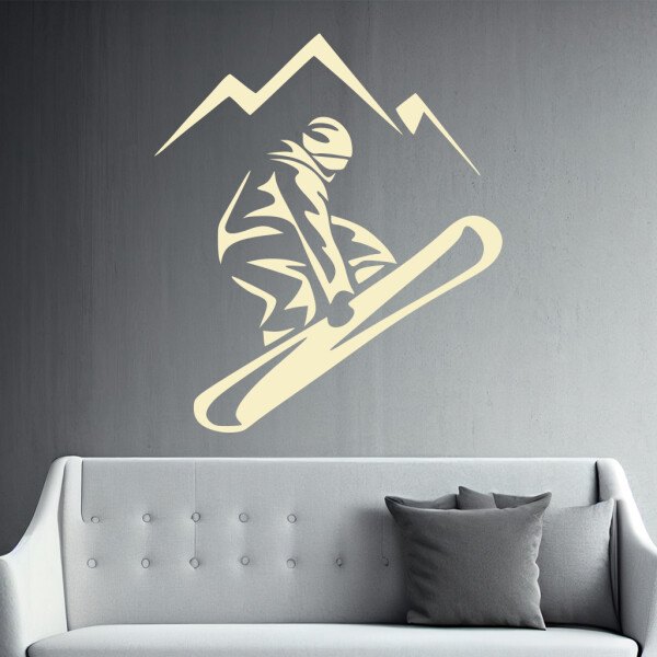 Veselá Stena Samolepka Snowboardista Farba: béžová, Veľkosť: 100 x 114 cm