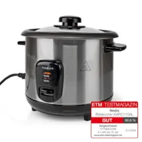 Nedis KARC110AL strieborná / Ryžovar / 400 W / 1 l / nepriľnavý povrch / automatické vypnutie (KARC110AL)