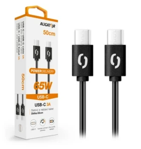 Aligator Dátový kábel POWER 65W / USB-C / USB-C 3A / 0 / 5m čierny (DATKP54)