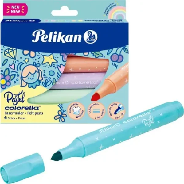 Pelikan Fixy Colorella Pastel / 6 farieb / okrúhly hrot 1-3 mm / vymývateľné (818063)