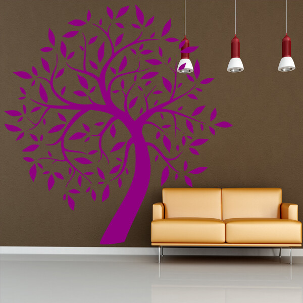 Veselá Stena Samolepka Listnatý strom Farba: fialová, Veľkosť: 80 x 80 cm