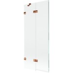 MEXEN/S - Lunar vaňová zástena 2-krídlová ľavá 80 x 150, transparent, ružové zlato 897-080-100-60-00-L