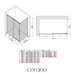 CERANO - Sprchovací kút Lantono - ľavá - 8 mm - Soft-Close - chróm, mliečne sklo - 160x100 - posuvný CER-665398