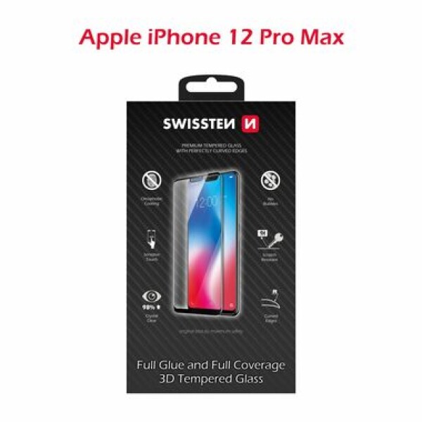 Swissten Ultra Durable 3D FULL GLUE Glass pre Apple iPhone 12 Pro Max čierna (64701866)