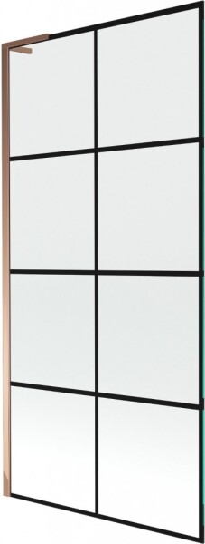 MEXEN/S - Next L vaňová zástena FIX 90 x 150, čierna vzor, ružové zlato 895-090-000-03-77-60