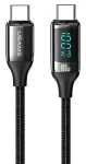 USAMS U78 čierna / Nabíjací a dátový kábel / USB-C - USB-C / 1.2m / 100W / LED (SJ546USB01)