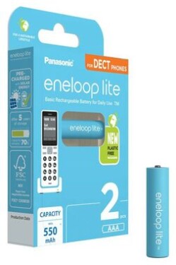 Panasonic Eneloop Nabíjacie batérie AAA 550 mAh 2 ks / Ni-MH / blister (BK-4LCCE/2DE)