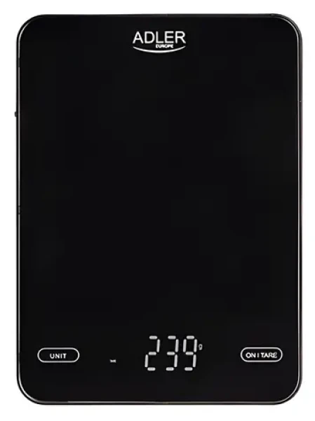 Adler AD 3177b čierna / Kuchynská váha / 10 kg / LED / TARE / sklo / Touch (AD 3177b)