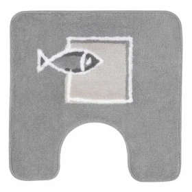 Spirella ANDROS šedá / Kúpeľňová WC predložka / Motív rybičky / Polyester / 50 x 50 cm