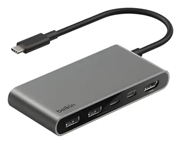 Belkin CONNECT AVC022 sivá / USB-C hub / 5v1 / 2x USB-C Port (AVC022HQSGY)