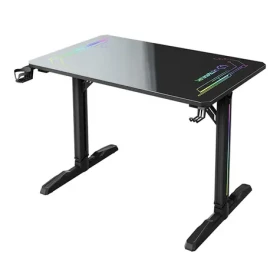 Ultradesk FREEZE V2 ULTRA-GLASS čierna / Herný stôl / 109 x 69 x 75 cm / LED osvetlenie (UDESK-FRZ-BB)