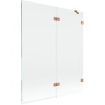 MEXEN/S - Lunar vaňová zástena 2-krídlová pravá 140 x 150, transparent, meď kartáčovaná 897-140-100-65-00-P