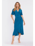 Zavinovacie midi šaty M912 v morskej modrej farbe – Stylove M
