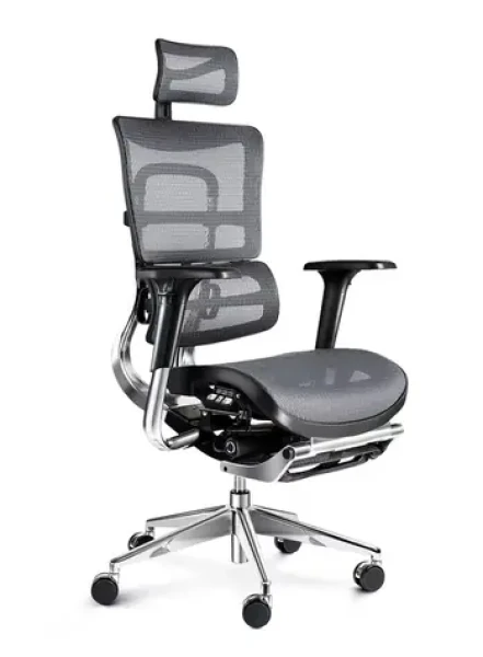 Diablo V-Master čierno-šedá / ergonomická stolička / nastaviteľné / sieťované / pojazdové kolieska / podnožka / nosnosť 150 kg (V-MASTERSZA)