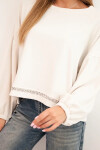 Dámska mikina s ozdobnou úpravou na spodnej časti ecru UNI
