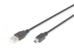 Digitus USB 2.0 kábel A - mini B čierny / Kábel / 3 m / USB 2.0 (AK-300108-030-S)