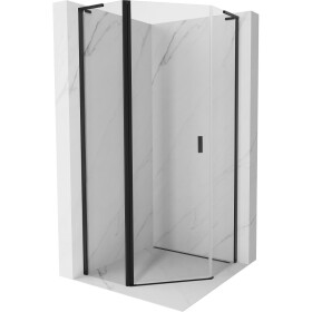 MEXEN/S - Mist L sprchový kút päťboký krídlový 80 x 80, transparent, čierna 8A8L-080-080-70-00