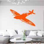 Veselá Stena Samolepka Stíhačka Supermarine Spitfire Farba: červená, Veľkosť: 80 x 52 cm