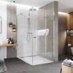 Mereo Sprchovací kút, Novea, obdĺžnik, zalamovací, 90x120 cm, chróm ALU, sklo Číre, dv. pravé a pevný diel CK14823ZP