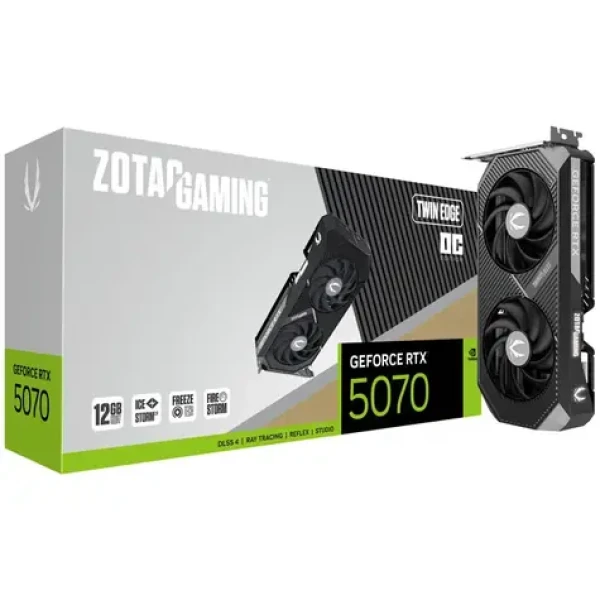 Zotac GAMING GeForce RTX 5070 Twin Edge OC 12GB / 2325 - 2542Mhz / 12288MB GDDR7 / 192bit / 1x HDMI + 3x DP / 650W (16) (ZT-B50700H-10P)